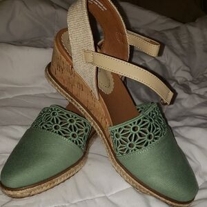 Green Espadrille Wedge Sandals